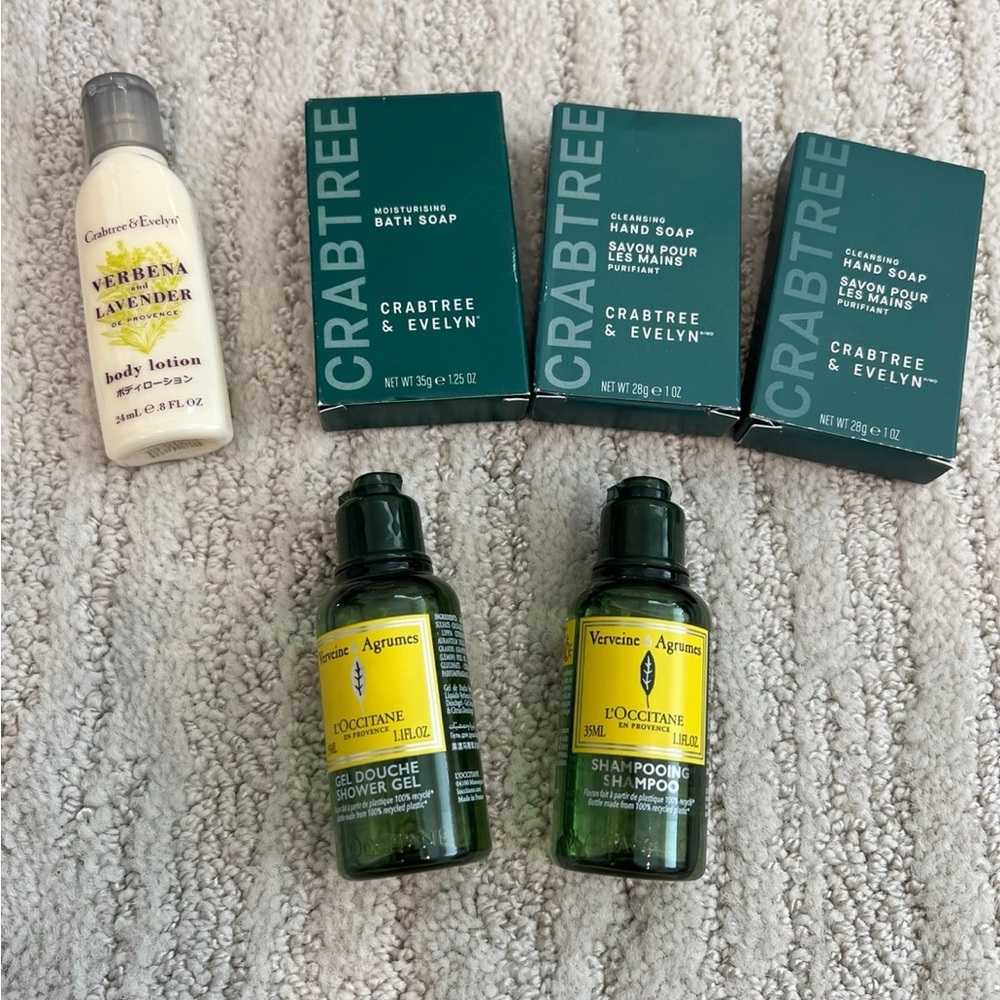L’Occitane, Crabtree & Evelyne 6 piece Travel bundle NEW